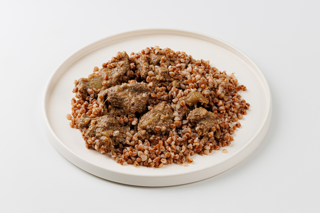 

Печень жареная ВкусВилл с луком с гречкой 270 г