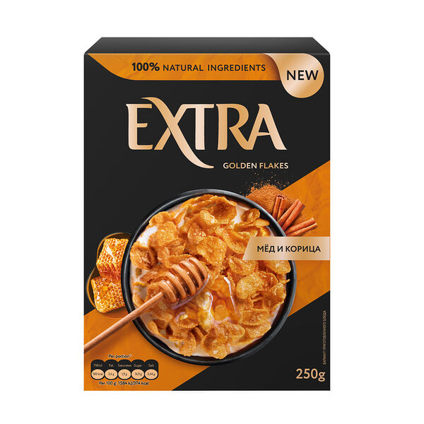 Хлопья Extra Golden кукурузные с корицей и медом 250г