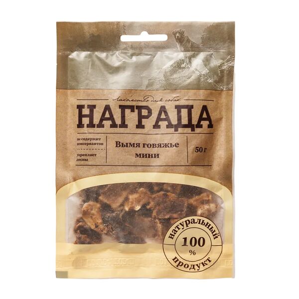Лакомство для собак Награда вымя говяжье мини