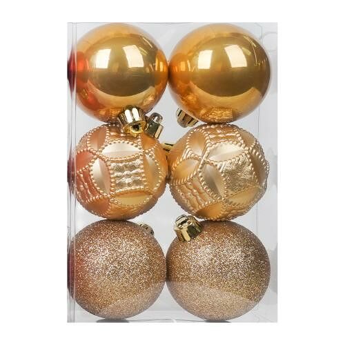 Набор шаров золотые/красные пластик ОС AR3/6006PK 6 см 6 шт в ассортименте