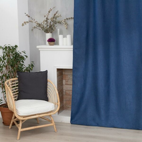 Штора портьерная Этель Классика, 130х300 см, рогожка, синий
