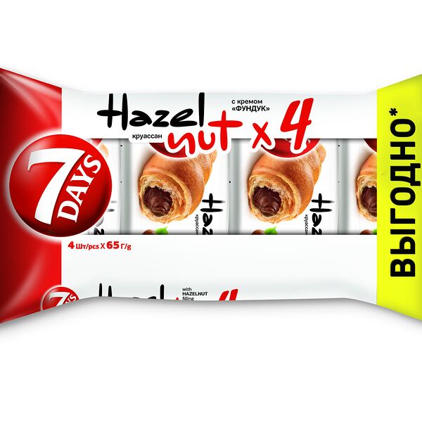 Круассан 7DAYS с кремом фундук 3+1 (65 г х 4 шт)