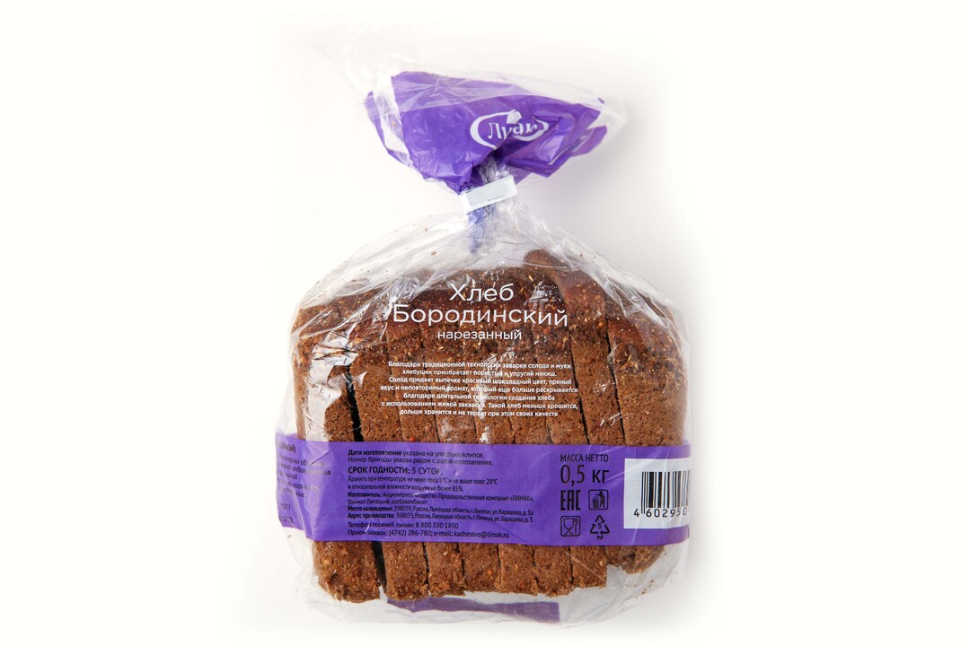 

Хлеб ржано-пшеничный Лимак Бородинский нарезка 500 г