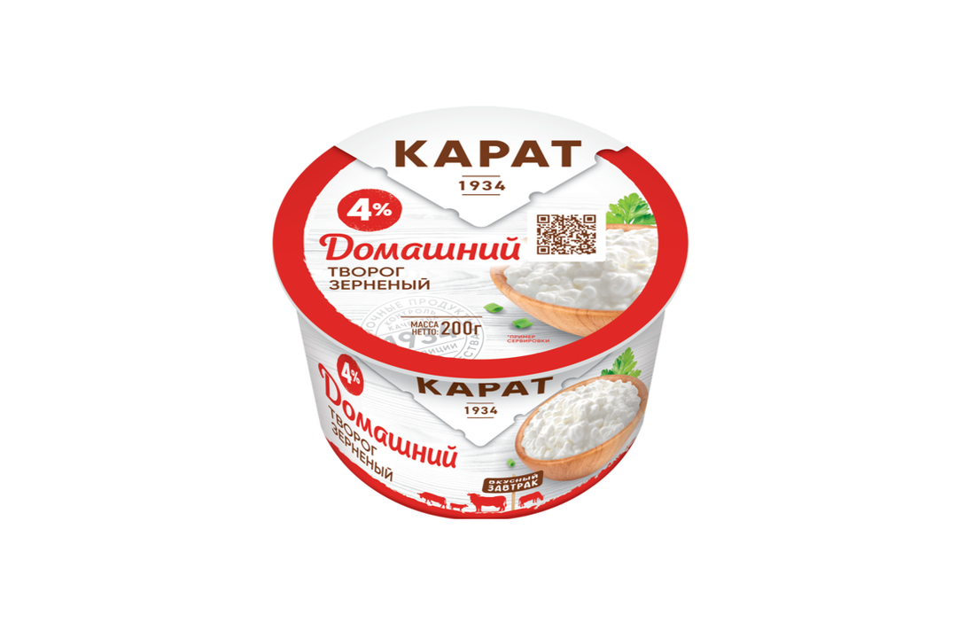 

Творог Карат Домашний зерненый 4% 200 г