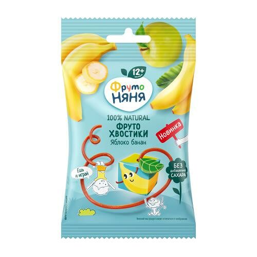 Фруктовые кусочки ФрутоНяня ФрутоХвостики без сахара яблоко, банан 15 г