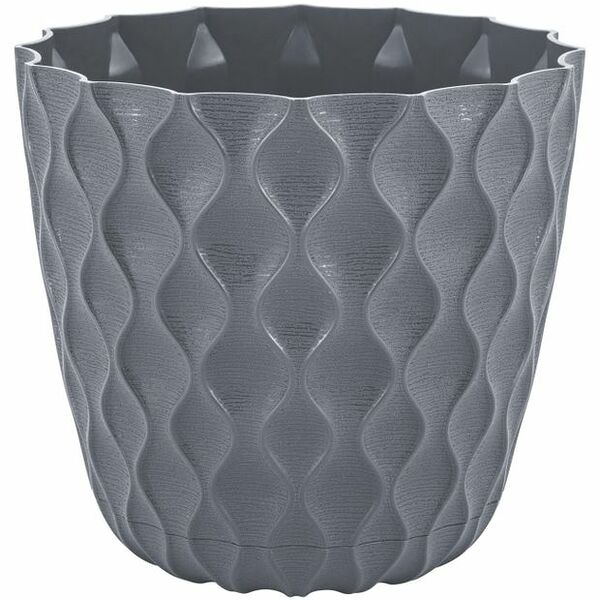 Горшок для цветов InGreen Wave с дренажной сеткой и съемным поддоном D145 мм вулканический серый, 1,4 л