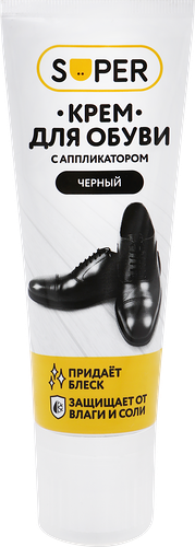 Крем для обуви SUPER с аппликатором черный, 75 мл