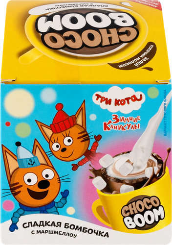 

Изделие фигурное Choco Boom Три кота сладкая бомбочка с маршмеллоу 28 г