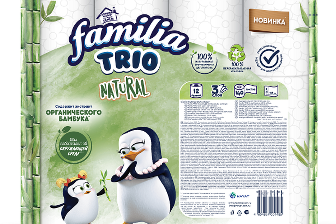 

Бумага туалетная Familia Trio Natural 3-слойная 12 рулонов