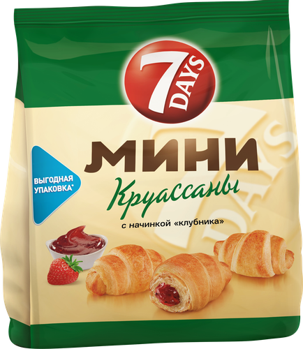 

Мини круассаны 7 Days c начинкой клубника 105 г