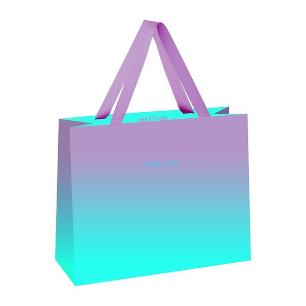 Пакет подарочный Meshu Duotone Turquoise-Lilac gradient 32х26х12 см матовая ламинация