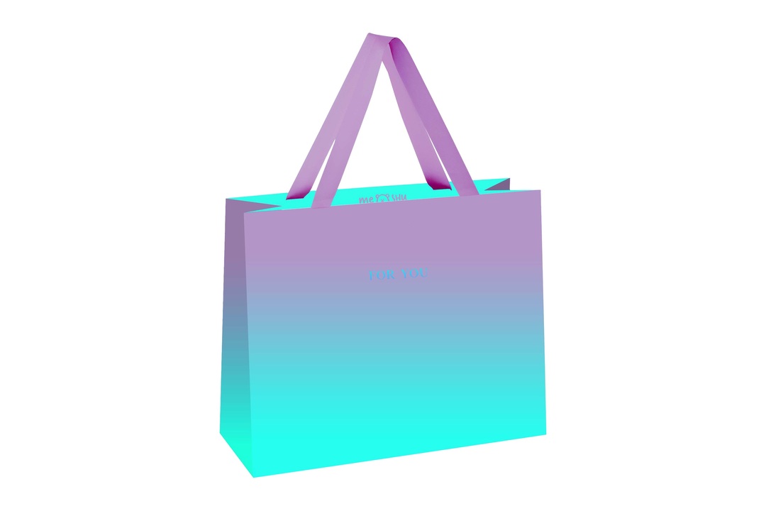 

Пакет подарочный Meshu Duotone Turquoise-Lilac gradient 32х26х12 см матовая ламинация