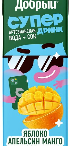Напиток сокосодержащий Добрый Active kid яблоко-апельсин-манго 200 мл