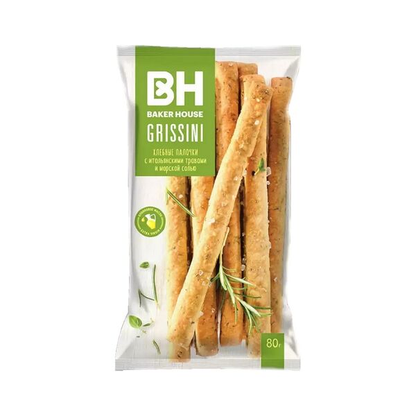 Хлебные палочки Baker House Grissini с итальянскими травами и морской солью 80г