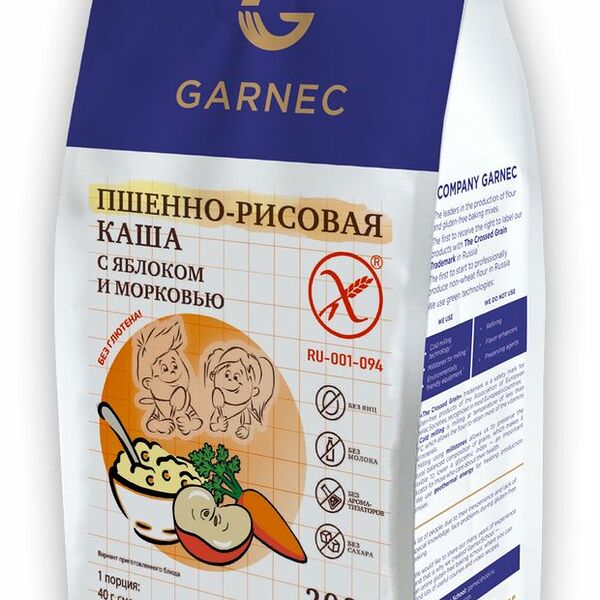 Каша Garnec пшенно-рисовая с яблоком и морковью, 200г