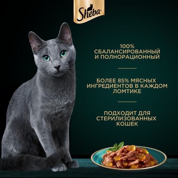 

Влажный корм для кошек Sheba Ломтики в желе с кроликом 75 г