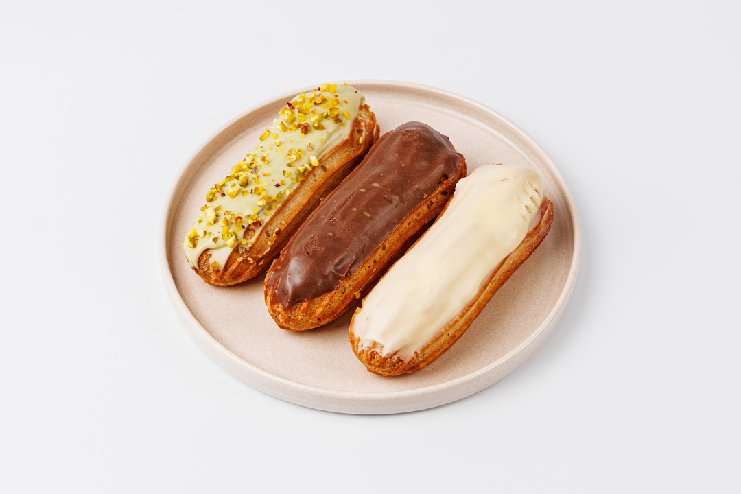 

Ассорти эклеров ВкусВилл Ваниль, Фисташка, Шоколад 150 г