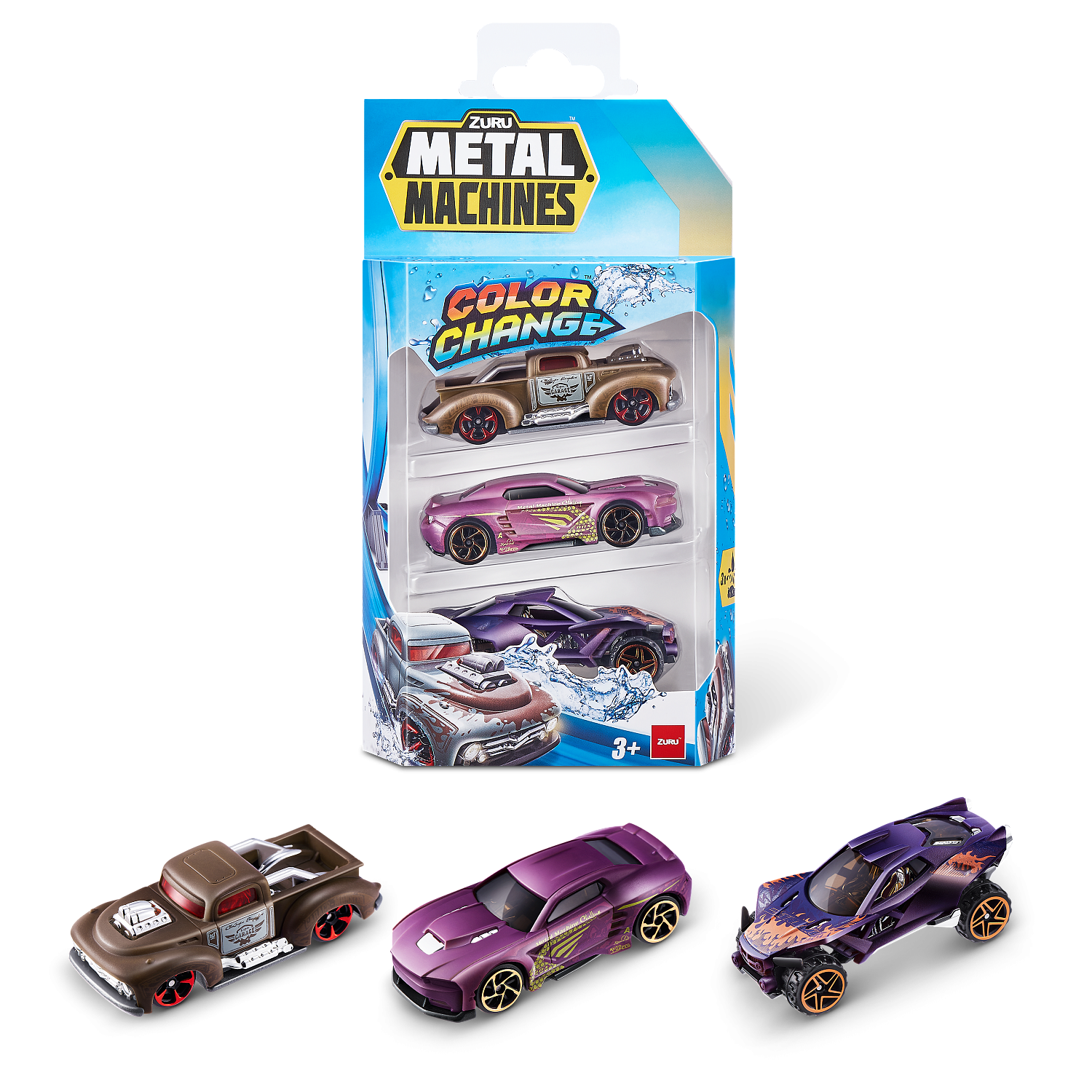 

Игрушка Zuru Metal Machines машинка меняющая цвет 3 шт в ассортименте