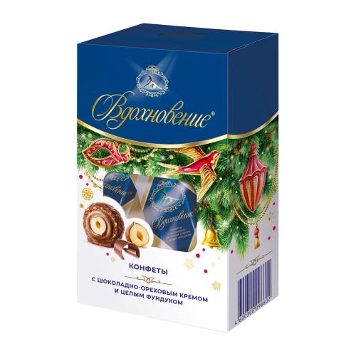 

Конфеты Вдохновение шоколадно-ореховый крем и цельный фундук 1 упаковка дизайн в ассортименте 112 г