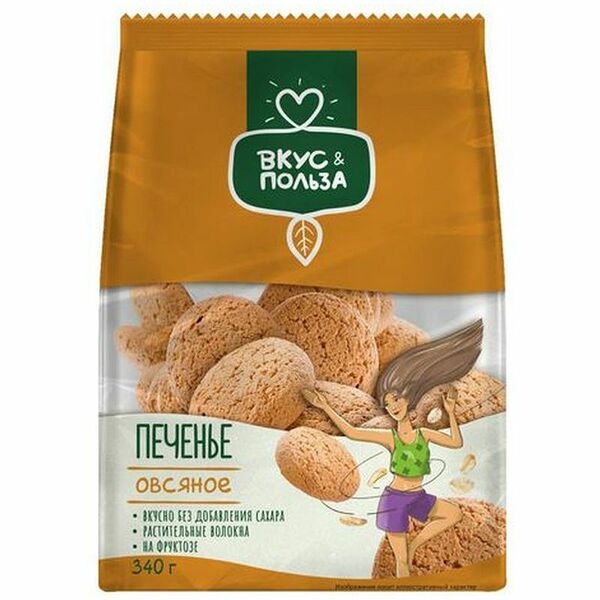 Печенье Вкус и Польза овсяное на фруктозе 340 г