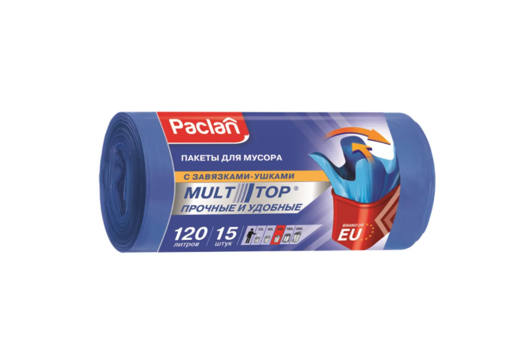 

Мешки для мусора Paclan Multitop Top 120 л 24мкм 70х110см 15 шт