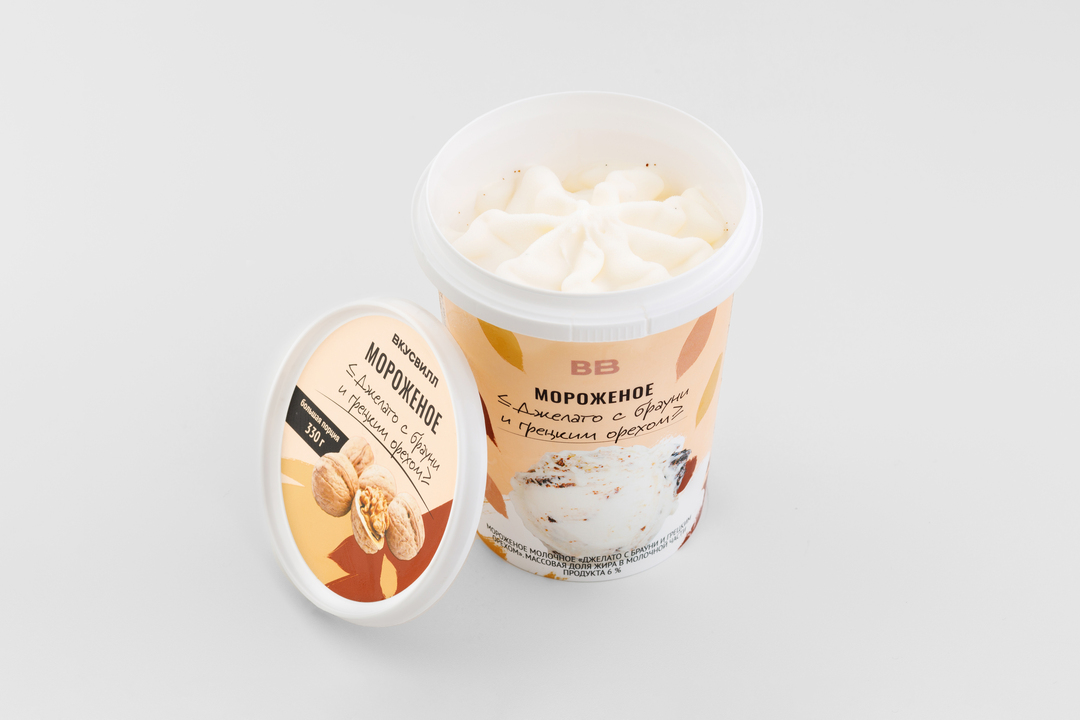 

Мороженое ВкусВилл Джелато с Брауни и грецким орехом 330 г