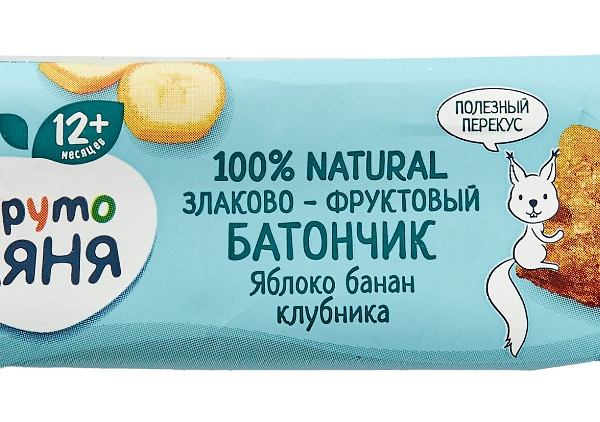 Батончик ФрутоНяня фруктово-злаковый с 12 месяцев яблоко-банан-клубника 25г