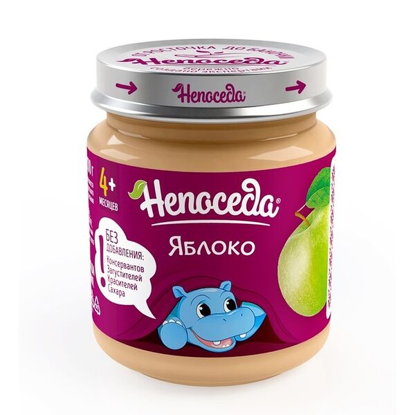 Пюре фруктовое Непоседа яблоко без сахара с 4 месяцев
