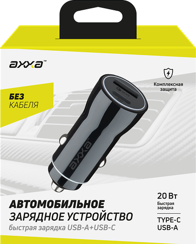 Автомобильное Деппа Axxa ЗУ 2235 USB-A + Type-C PD QC 3.0