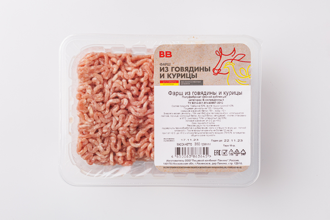 

Фарш из говядины и курицы 360 г