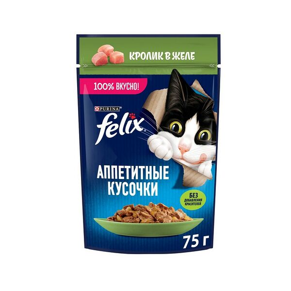 Феликс 75г Конс д/к кусочки в желе кролик