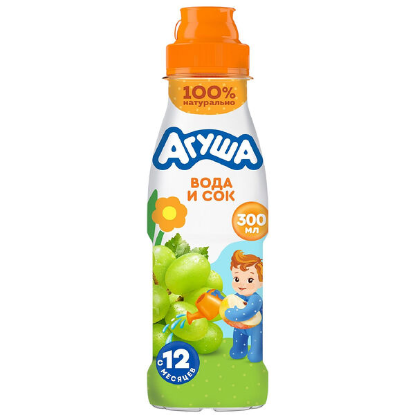 Напиток сокосодержащий Агуша яблоко-виноград с 12 месяцев 300 мл