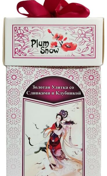 Чай черный Plum Snow Золотая Улитка со Сливками и Клубникой 100г