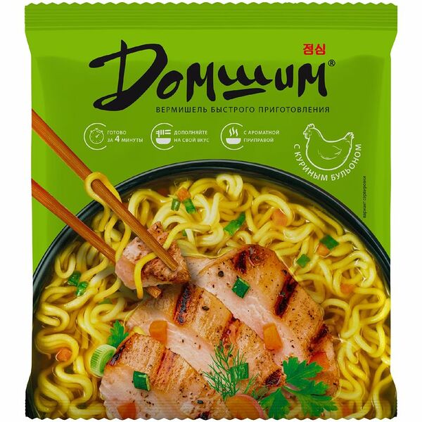Вермишель Домшим быстрого приготовления с куриным бульоном 60 г