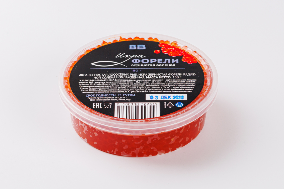 

Икра форели зернистая соленая охлажденная пл/б 150 г