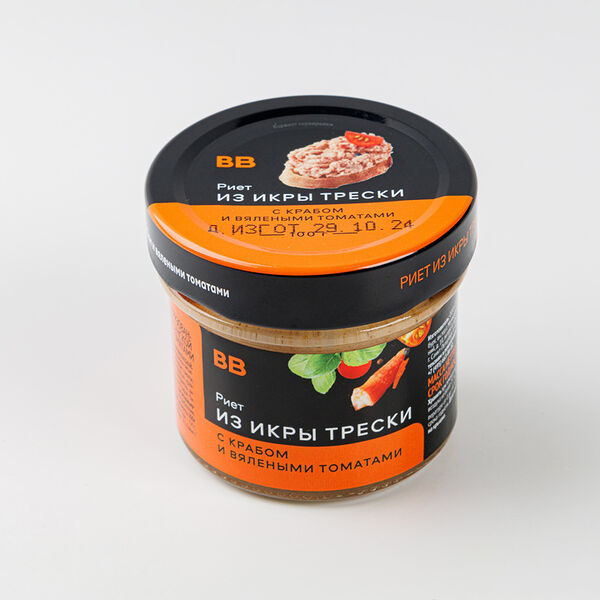 Риет из икры трески с крабом и вялеными томатами 100 г