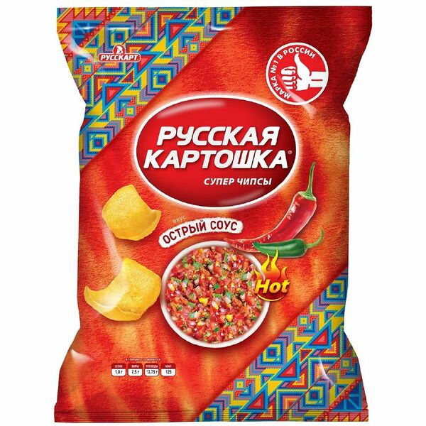 Чипсы Русская картошка со вкусом Острый соус 200 г