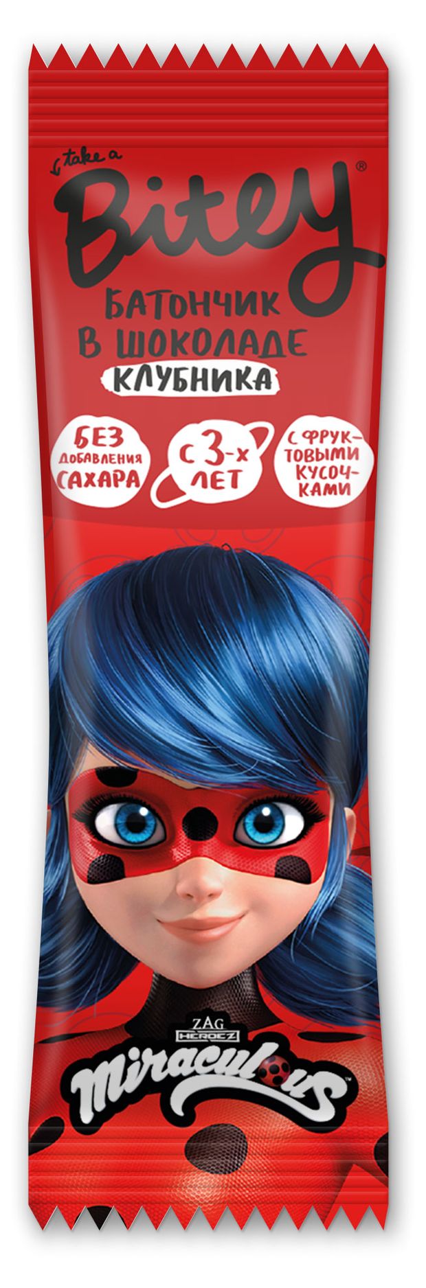 

Батончик глазированный Take a Bitey Miraculous злаково-фруктовый с кусочками фруктов Клубника 35 г дизайн в ассортименте