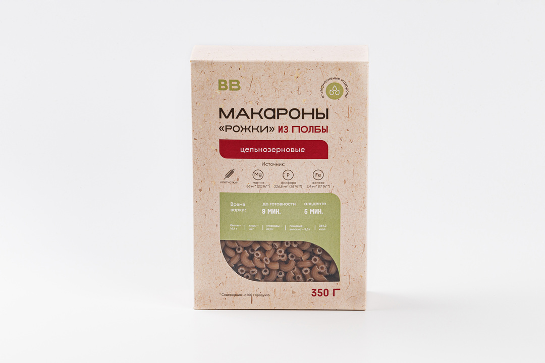 

Макароны ВкусВилл Рожки цельнозерновые из полбы 350 г