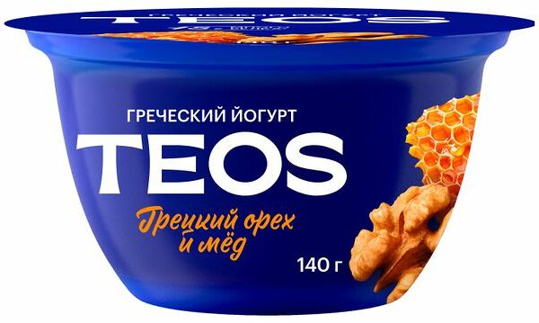 Йогурт Савушкин Греческий Teos Грецкий Орех Мед с вкусовым наполнителем 2%, 140 г