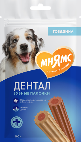 

Лакомство для собак Мнямс Dental Зубные палочки с говядиной 100 г