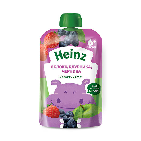 Пюре фруктовое HEINZ яблоко, клубника и черника 90г