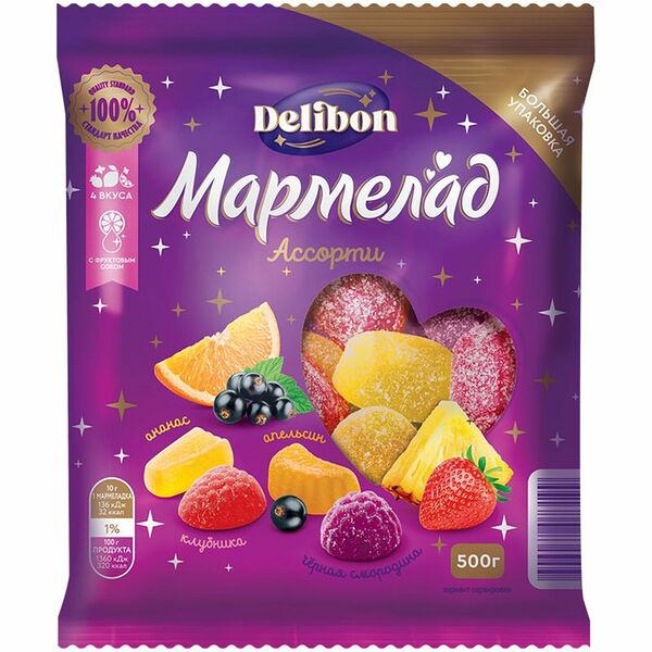 Мармелад Delibon Ассорти желейный 500г