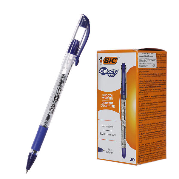 Ручка гелевая Gelocity Stic синяя, 30 шт ТМ Bic (Бик)