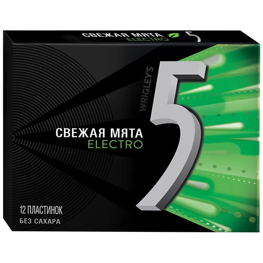 

Жевательная резинка Five Electro Свежая мята без сахара 31.2 г