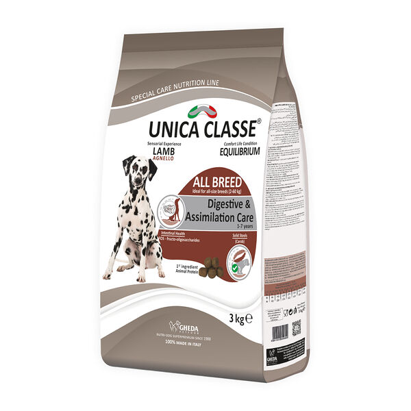 Корм UNICA сухой для собак Classe всех пород с чувствительным пищеварением, 3кг