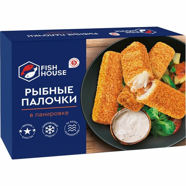 Палочки рыбные Fish House Theragra Chalcogramma в панировке, 350 г