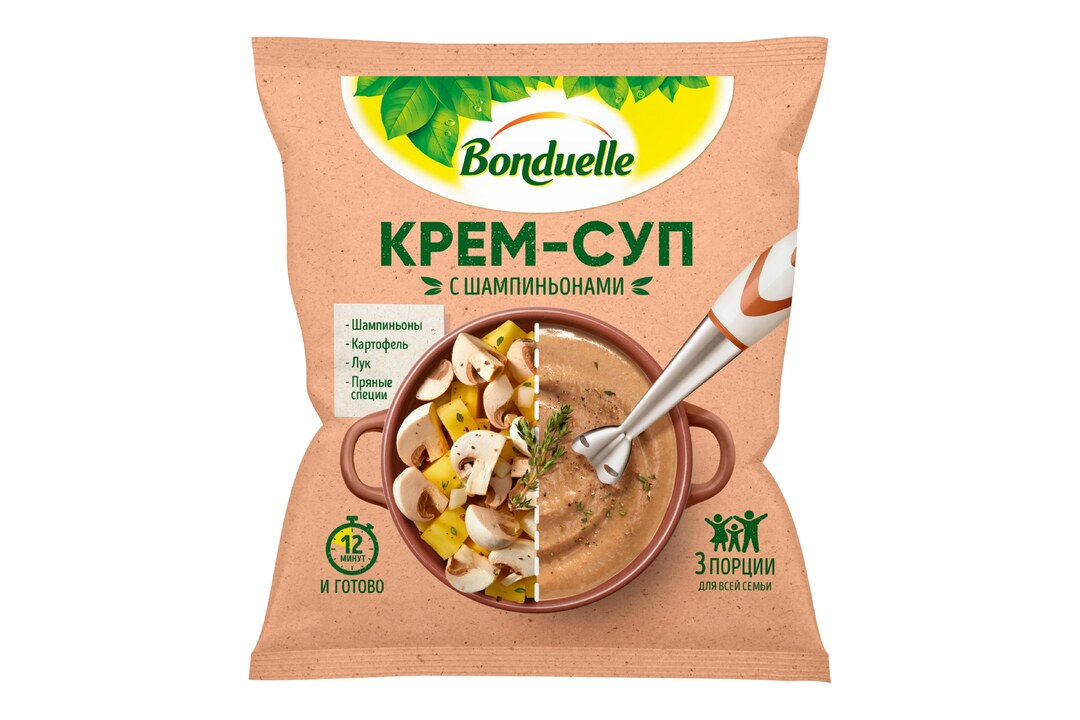 

Овощи замороженные Бондюэль, крем-суп с шампиньонами, 350 г