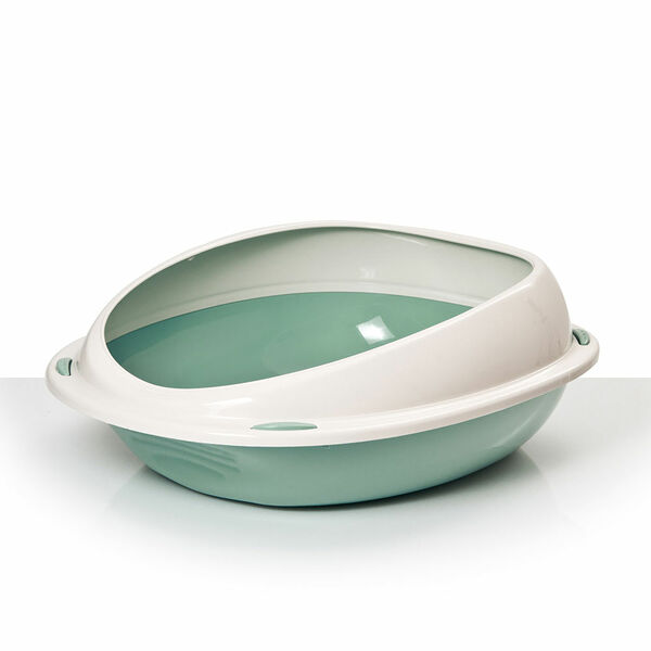 Туалет для кошек с бортиком Georplast Шаттл, 57х40х19 см, зеленый