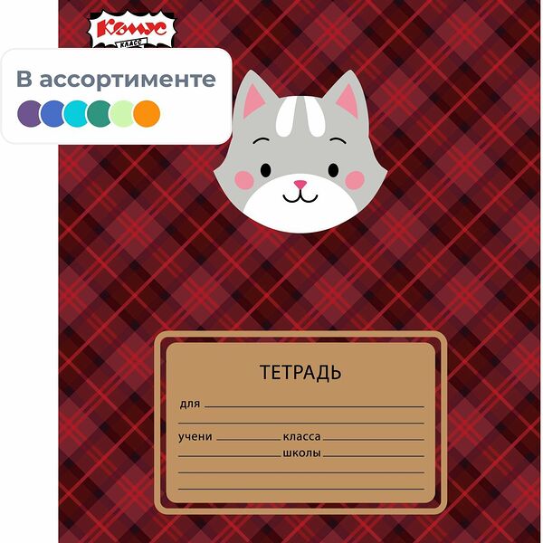 Тетрадь школьная А5 18л клетка Комус Класс Преппи, в ассортименте, 2021689